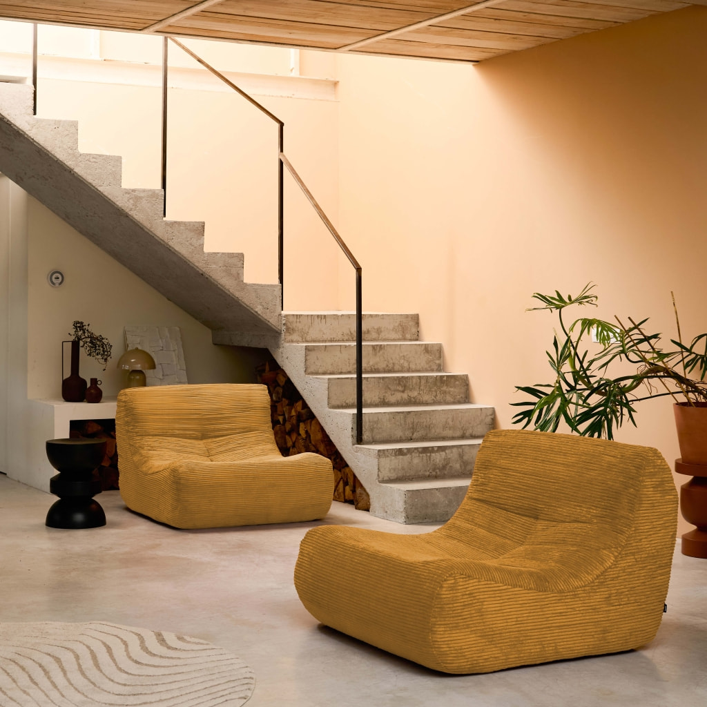 Chauffeuse velours côtelé 2 places moutarde L 91 x P 105 x H 72 cm - SOKOL