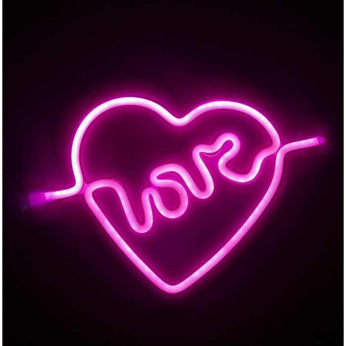 Ciondolo neon fucsia disegno Love Heart.
