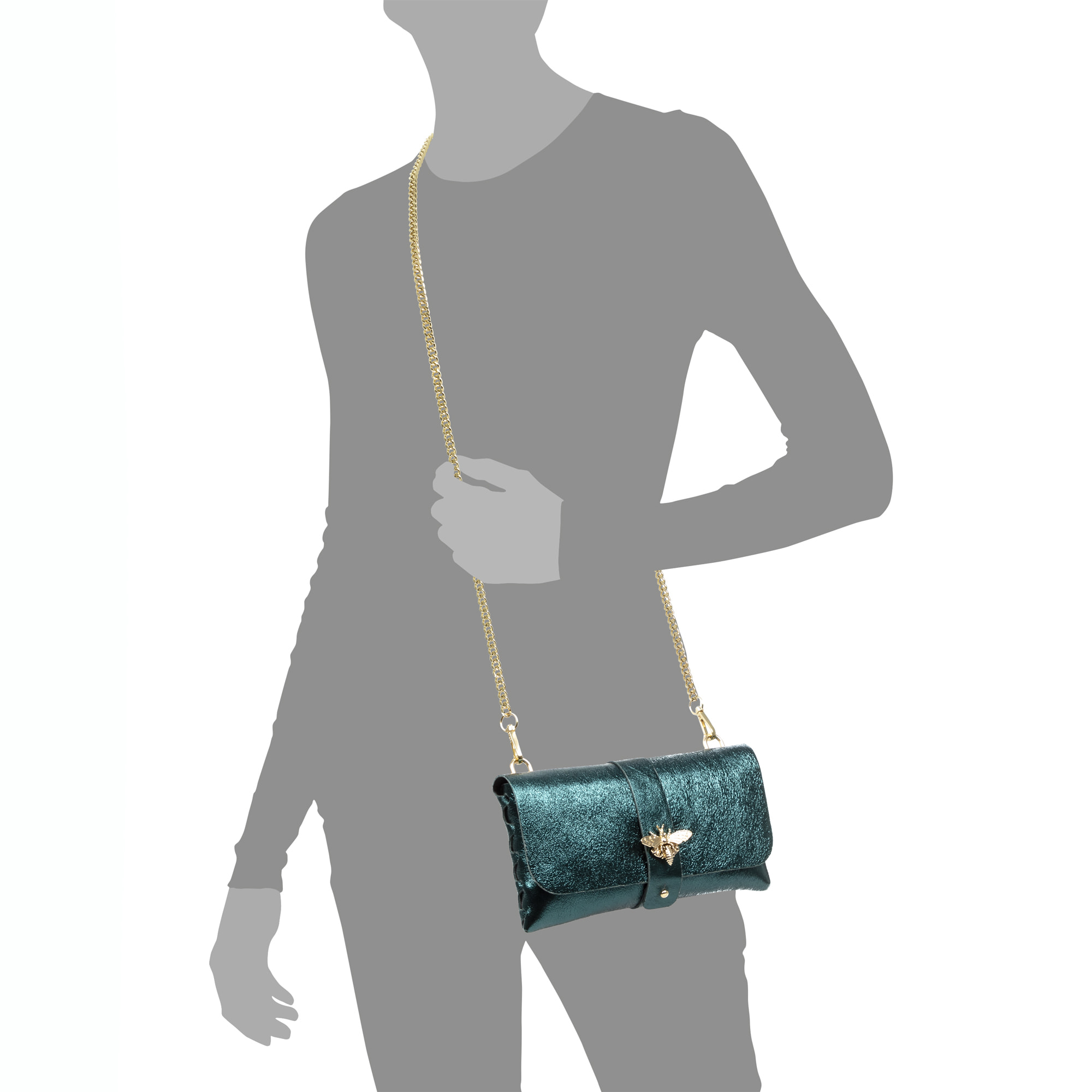 Amaseno bolso bandolera mujer. Piel auténtica Gamuza Lacada.