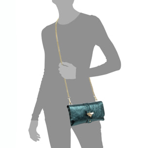 Amaseno bolso bandolera mujer. Piel auténtica Gamuza Lacada.