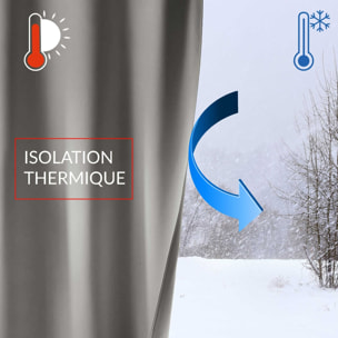 Rideau court occultant, isolant thermique et phonique en chambray - Marron Brun