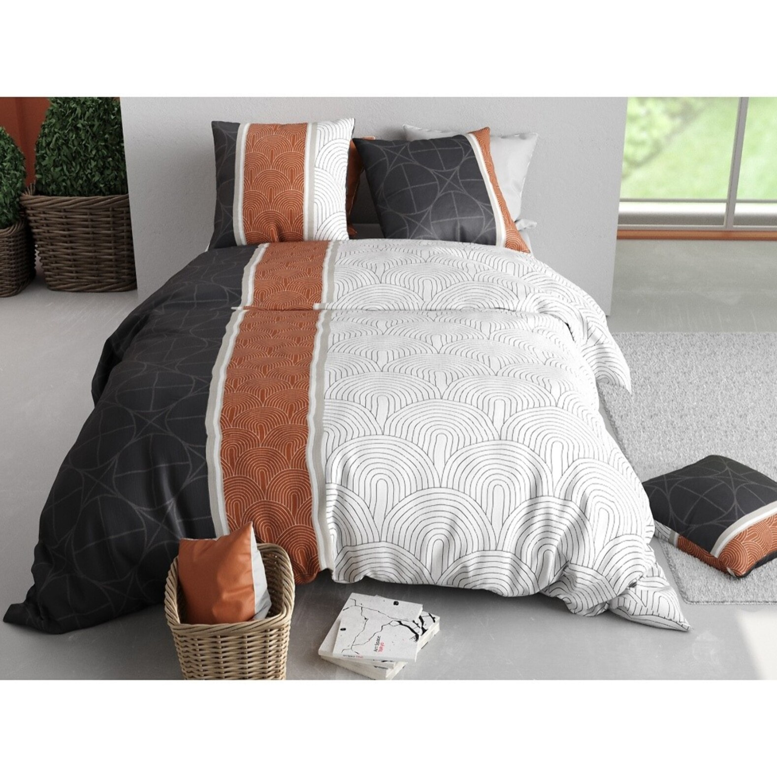 Parure housse de couette imprimée + 2 taies Equinoxe