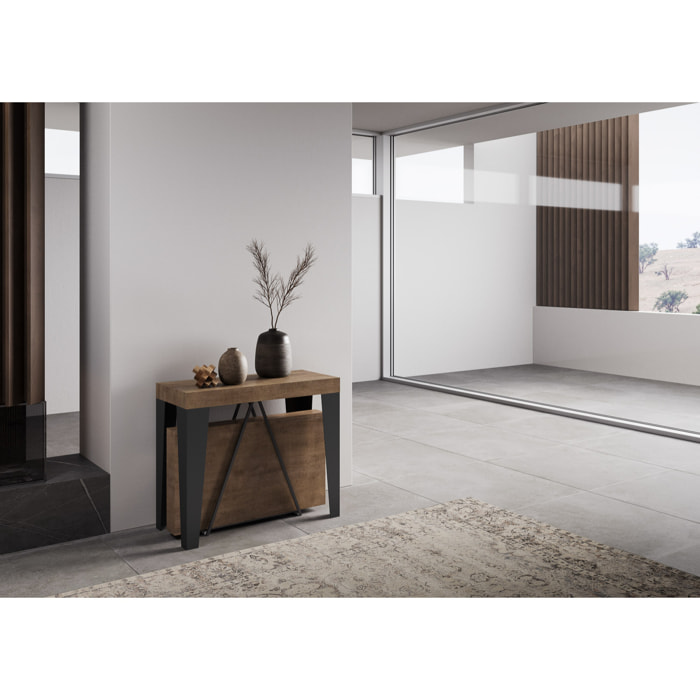 Consolle allungabile 90x40/196 cm Algo Small noce telaio antracite