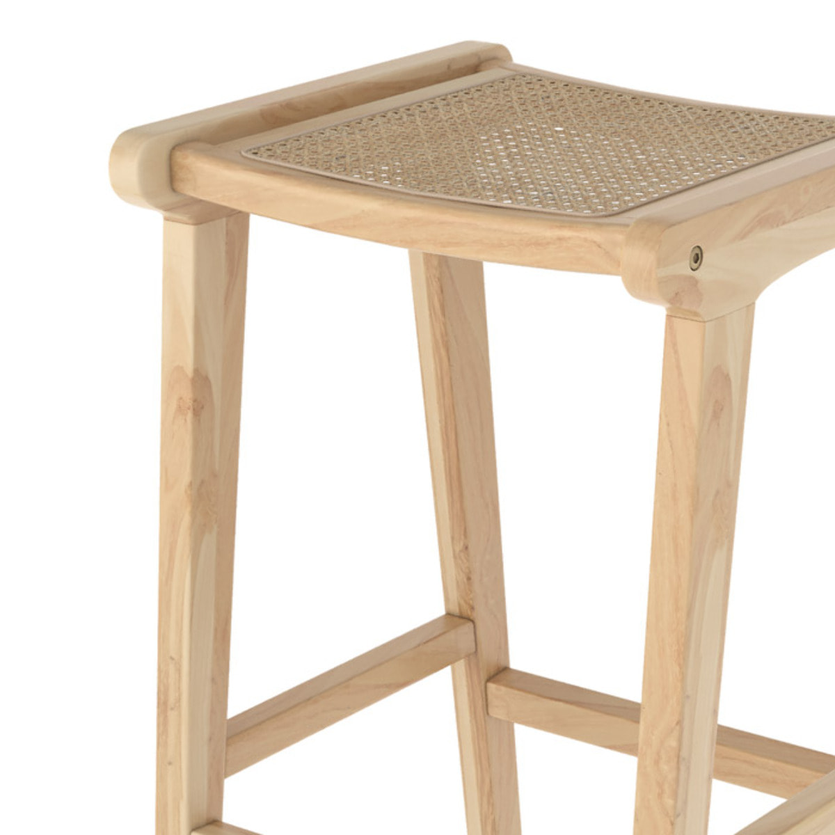Tabouret pour îlot central 65 cm en teck et rotin naturel - Omaha