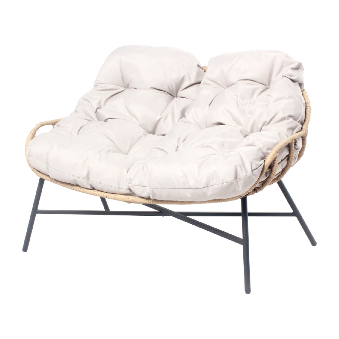 Salon de jardin 4 places canapé + fauteuils beige - CASMA