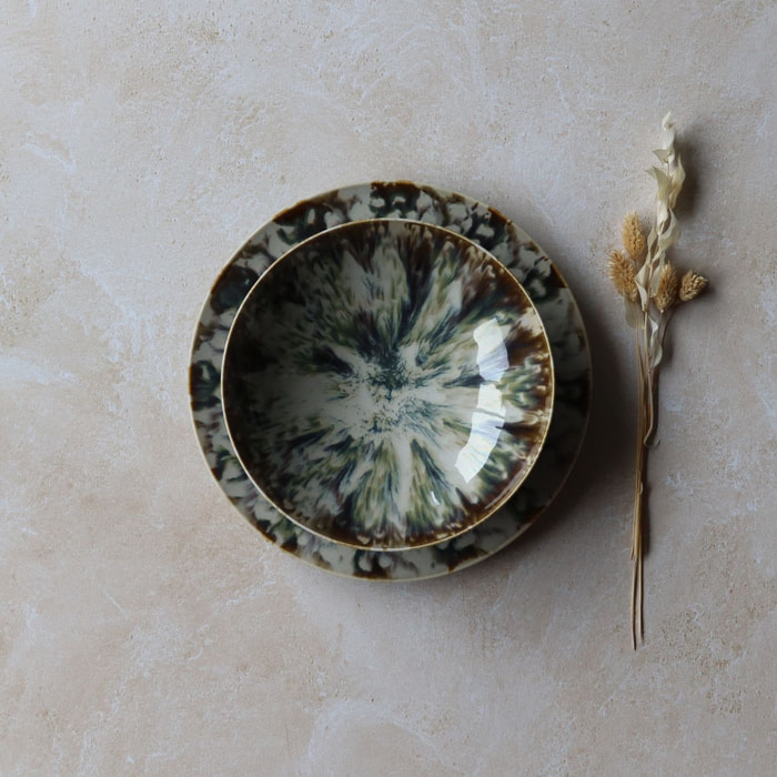 Lot de 6 assiettes creuses abstraites en porcelaine 21cm MAKA