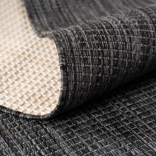 MIRA - Tapis intérieur/extérieur noir à aspect naturel