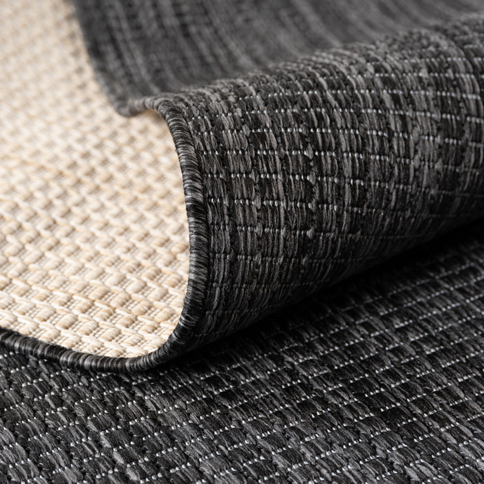 MIRA - Tapis intérieur/extérieur noir à aspect naturel