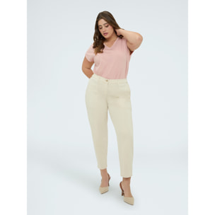 Fiorella Rubino - Pantaloni Carrot Fit in cotone - Beige