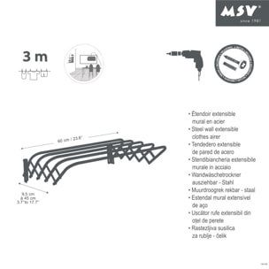 Etendoir mural 3M Acier Blanc MSV