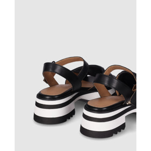 Sandalias de Piel - Negro - Tacón: 4 cm