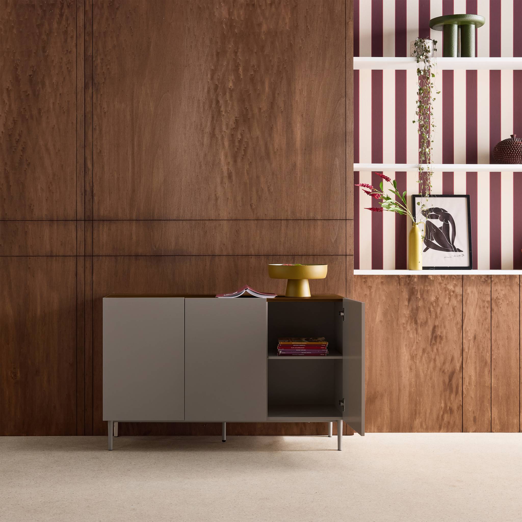 Buffet métal et décor bois 3 portes 120cm ASHTON