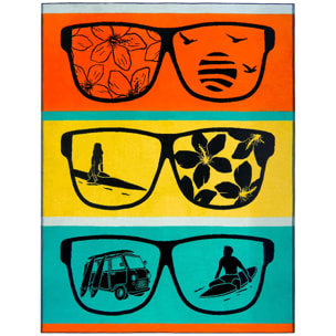 Serviette de plage éponge velours Jacquard - Mondrago - 140x180cm - 400g/m²