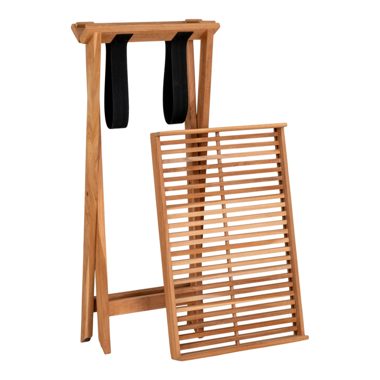 Tavolino Ronda con vassoio in teak naturale 60x40x70 cm