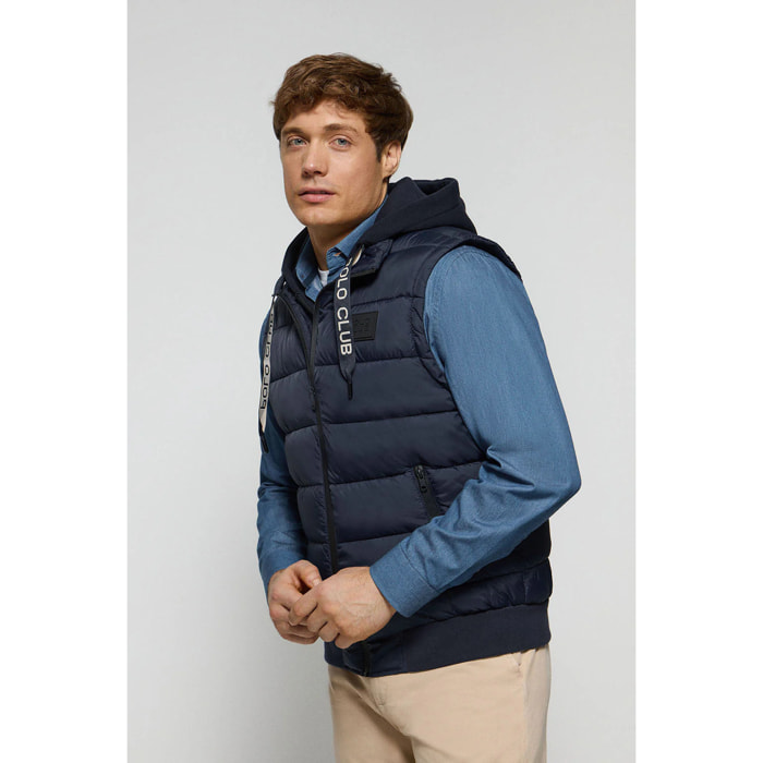 Gilet trapuntato blu marino Canyon con toppa Polo Club