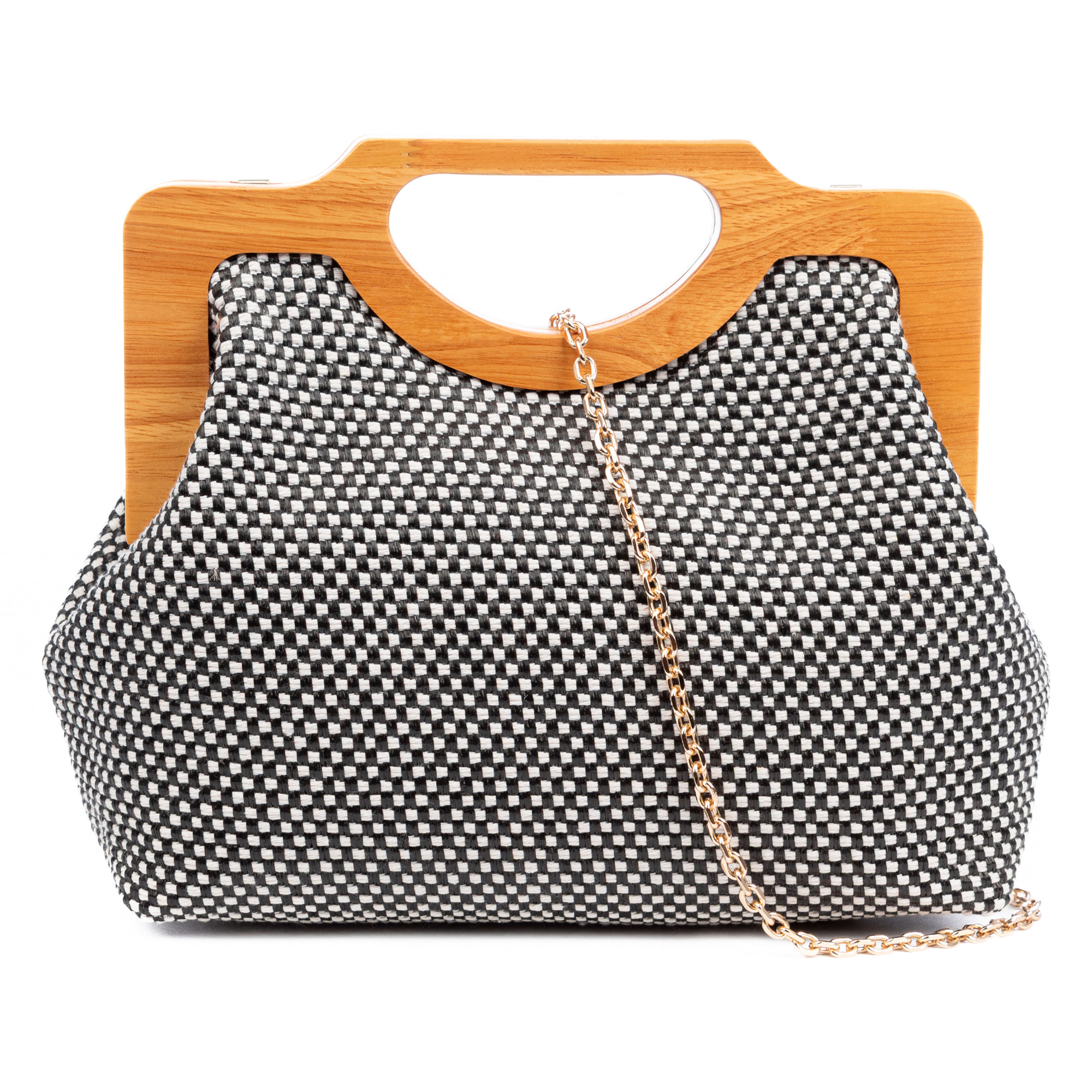 Bogna Bolso de mano Mujer. Fabricado en madera natural y rafia sintética entrelazada.