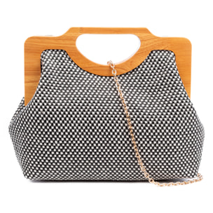 Bogna Bolso de mano Mujer. Fabricado en madera natural y rafia sintética entrelazada.