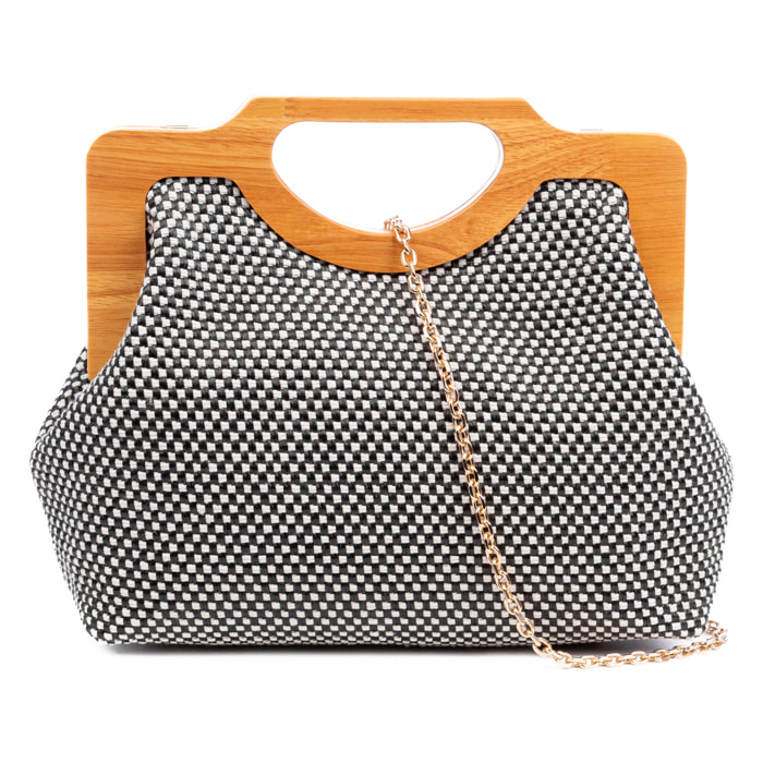 Bogna Bolso de mano Mujer. Fabricado en madera natural y rafia sintética entrelazada.