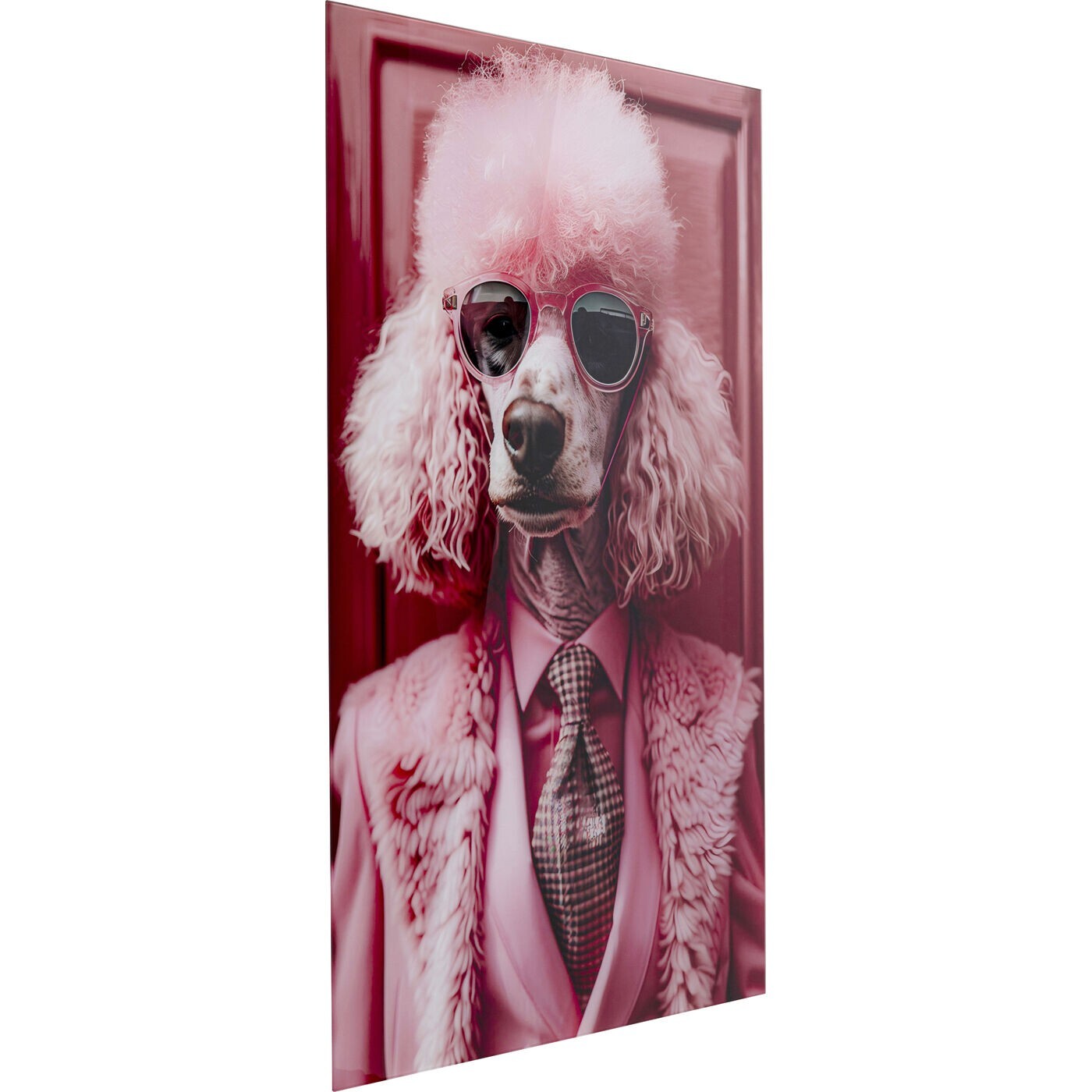 Tableau en verre caniche rose 80x120cm Kare Design