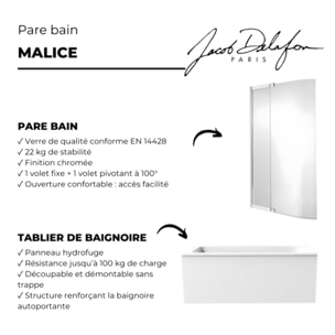 Tablier de baignoire installation en niche blanc mat + pare bain Malice