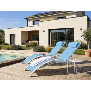 Bain de soleil en aluminium "Beauty" - Phoenix - Bleu - Lot de 2