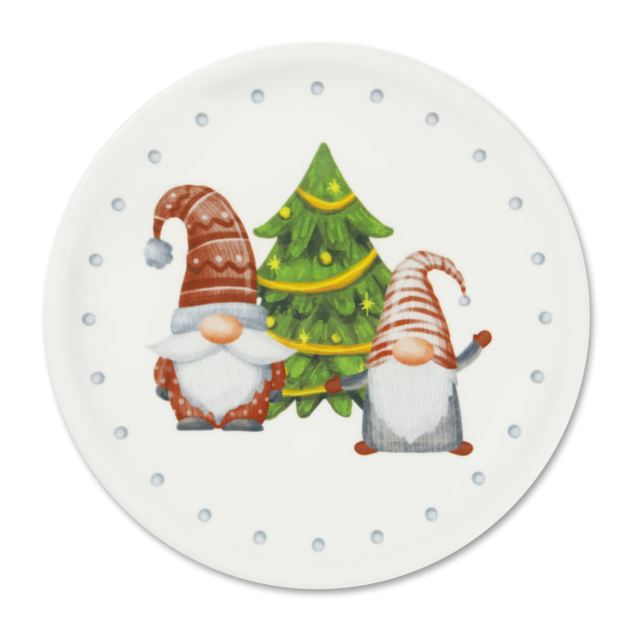 Set de 6 Assiettes Excelsa - Gnomo Friends, Porcelaine Blanche