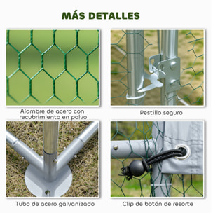Gallinero para Exterior Grande, 5,1x3x1,9 m, Gallinero de Acero Galvanizado, Puerta con Doble Cierre, Cubierta Tela Oxford, Anti-UV e Impermeable, Diseño Accesible, para 15-24 Gallinas, Plata