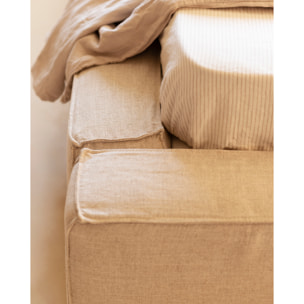 Lit déhoussable en lin beige pour les matelas en différentes tailles