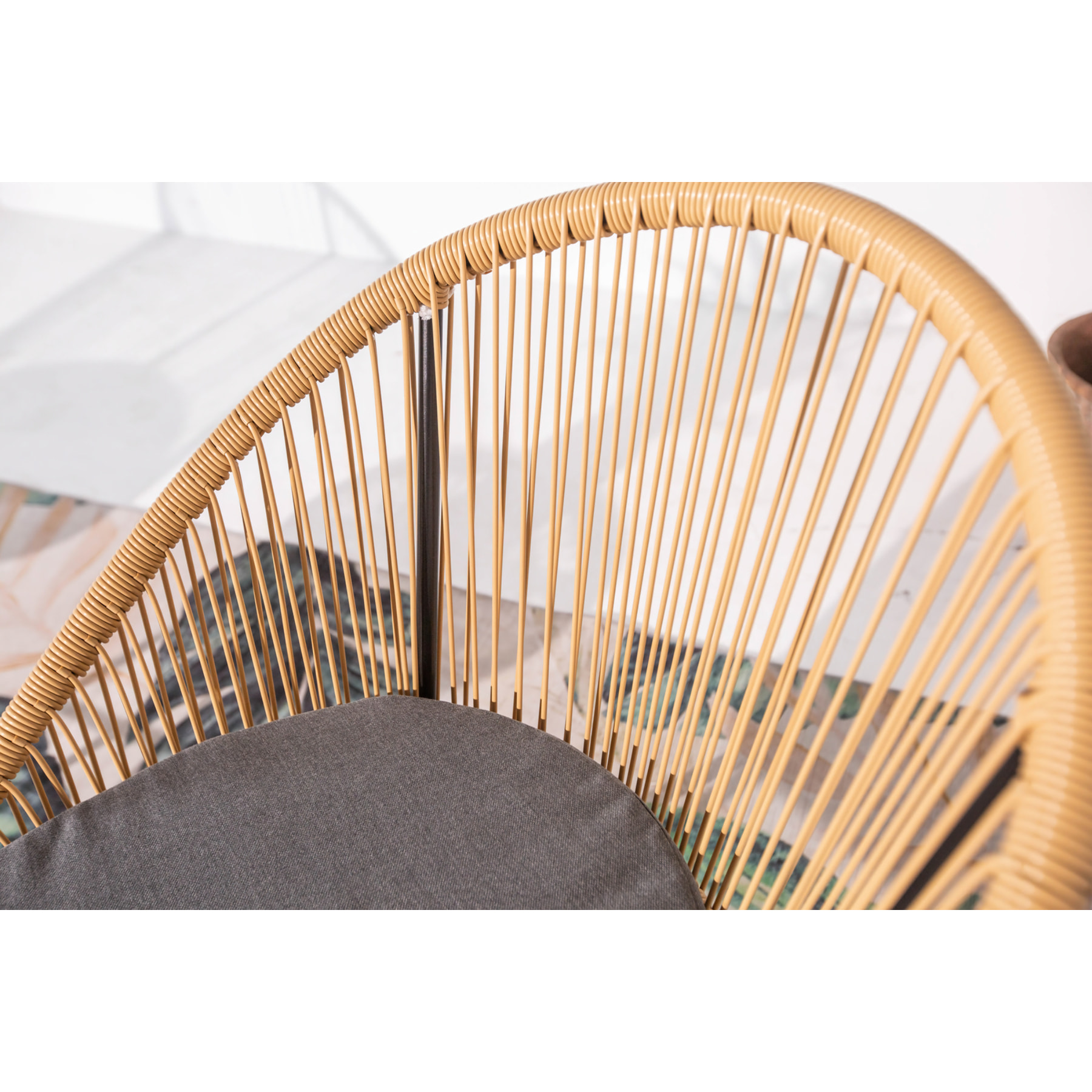 Salon de balcon 2 fauteuils et 1 table coussins gris PAULO