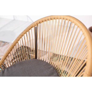 Salon de balcon 2 fauteuils et 1 table coussins gris PAULO