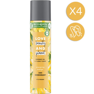 4x75ml Déodorants Eco-Sprays Love Beauty & Planet Fleur d'Ylang-Ylang Protection 24h (Lot de 4x75ml )