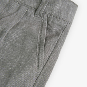 Bermudas en lino liso de color gris, Bermudas, niño