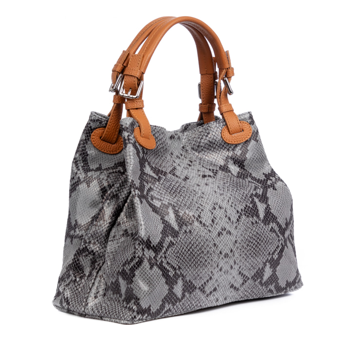 Emanuela Borsa tote Donna. Pelle autentica Camoscio Python Dollaro.