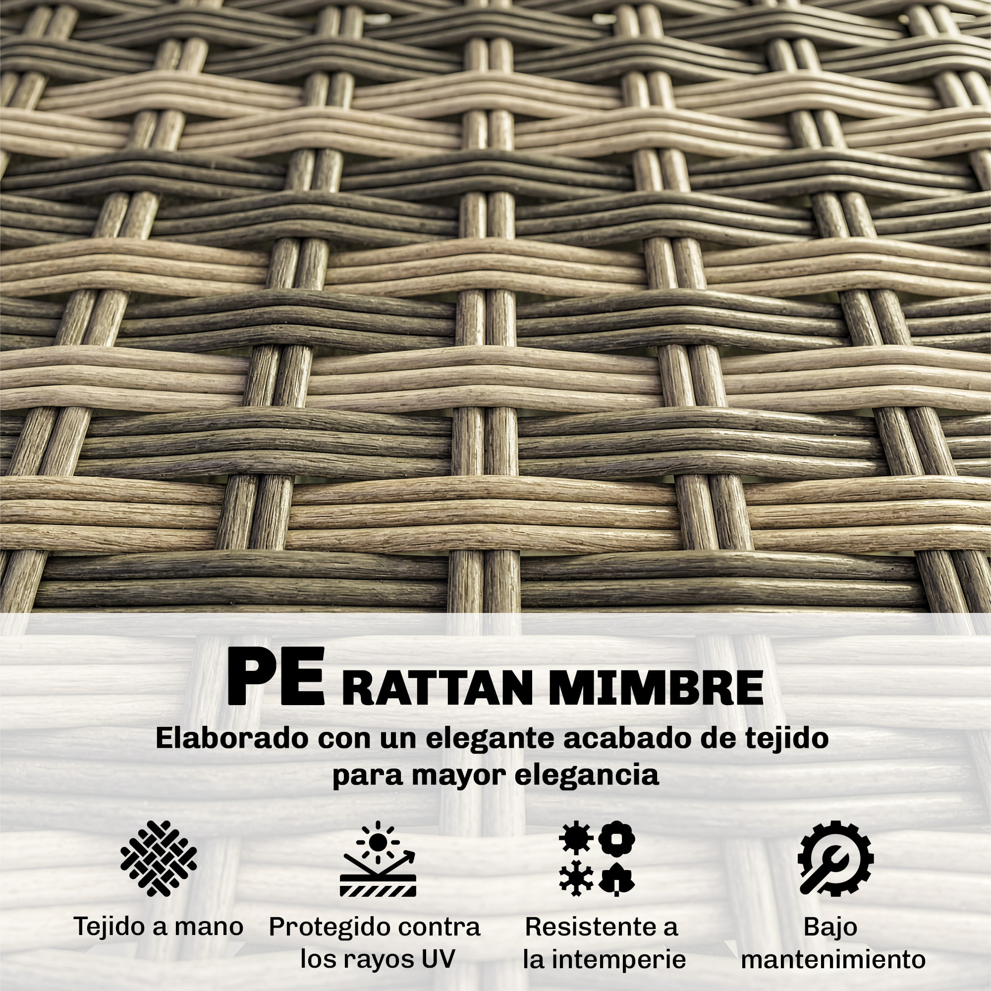 Conjunto de Jardín de Ratán de 5 Piezas, Conjunto Terraza Resistente, Muebles Jardín Exterior Incluye Cojines, 2 Sillones de Esquina, Sillón sin Brazos, Reposapiés y Mesa Centro, Gris Claro