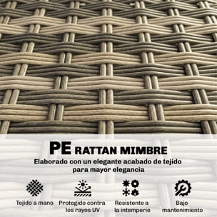 Conjunto de Jardín de Ratán de 5 Piezas, Conjunto Terraza Resistente, Muebles Jardín Exterior Incluye Cojines, 2 Sillones de Esquina, Sillón sin Brazos, Reposapiés y Mesa Centro, Gris Claro