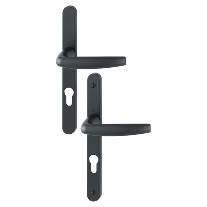 Ensemble de porte-fenêtre plaque étroite Atlanta 1530/300LMSGL HOPPE 195mm Noir 9714 Clé i Entr.92 C.8 - ép.68/77 - 3401168