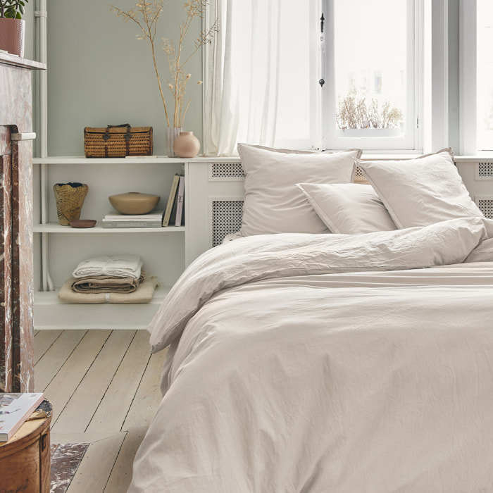 Housse de couette unie en coton, Made in France, TOUT DOUX , Beige crème