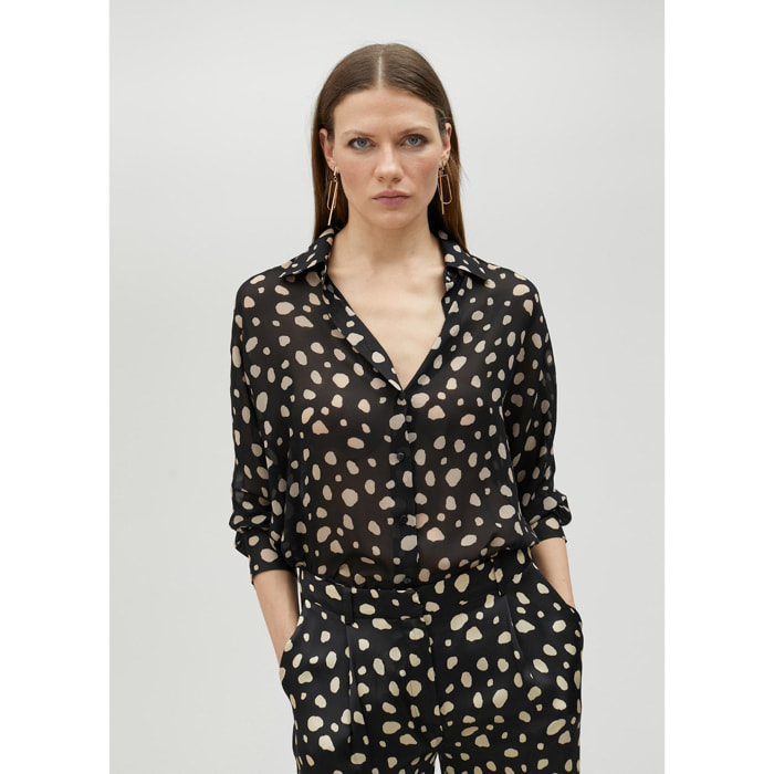 Camicia nera a pois