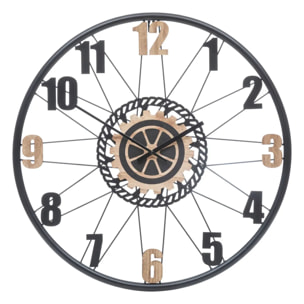 Horloge "Mohan" en bois & métal D65cm