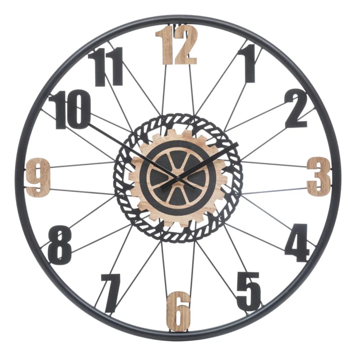 Horloge "Mohan" en bois & métal D65cm