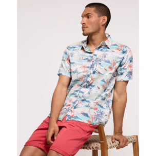 Camisa Manga Corta Tropical Blanco - Omen