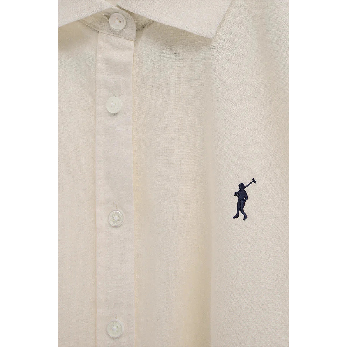 Camicia cotolino crema dal fit ampio con ricamo Rigby Go