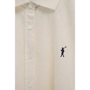 Camicia cotolino crema dal fit ampio con ricamo Rigby Go