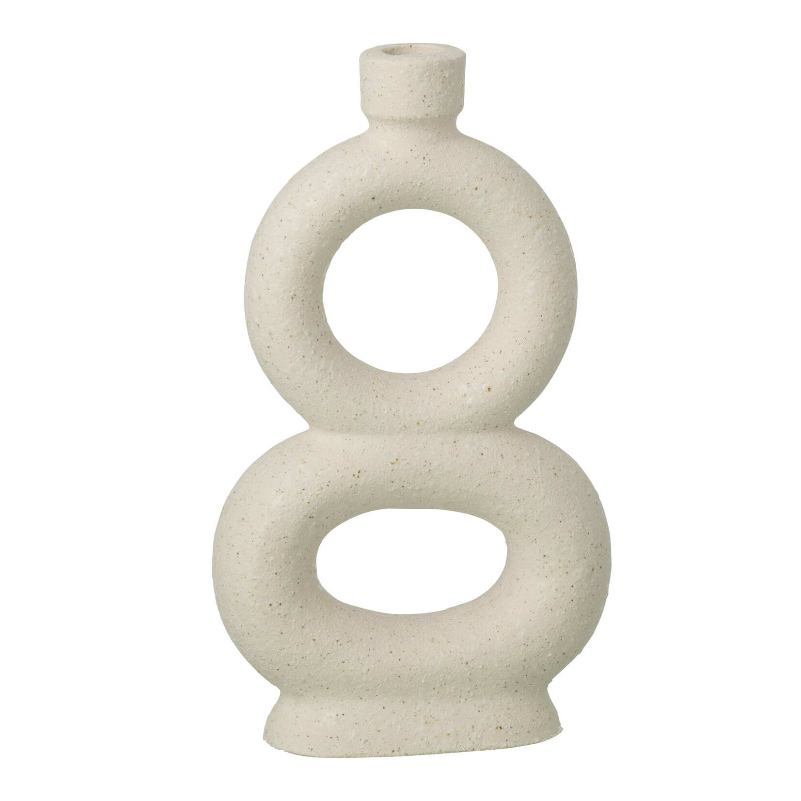 J-Line Vase Soliflore 2 Anneaux - grès - blanc cassé - large