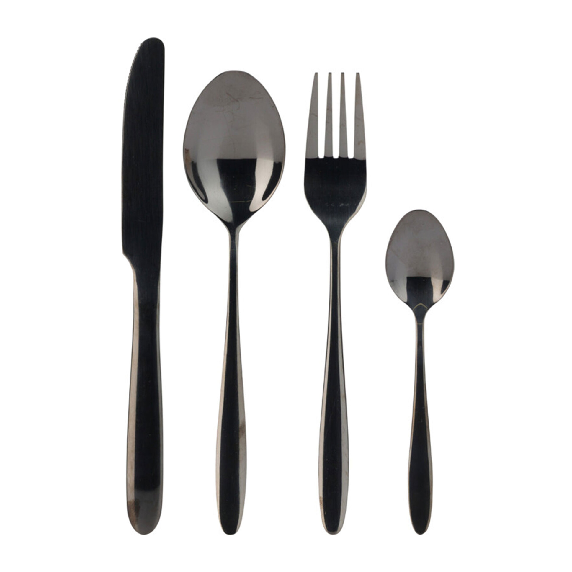 Well home juego de 24 cubiertos de acero inoxidable con revestimiento negro