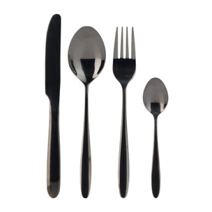 Well home juego de 24 cubiertos de acero inoxidable con revestimiento negro