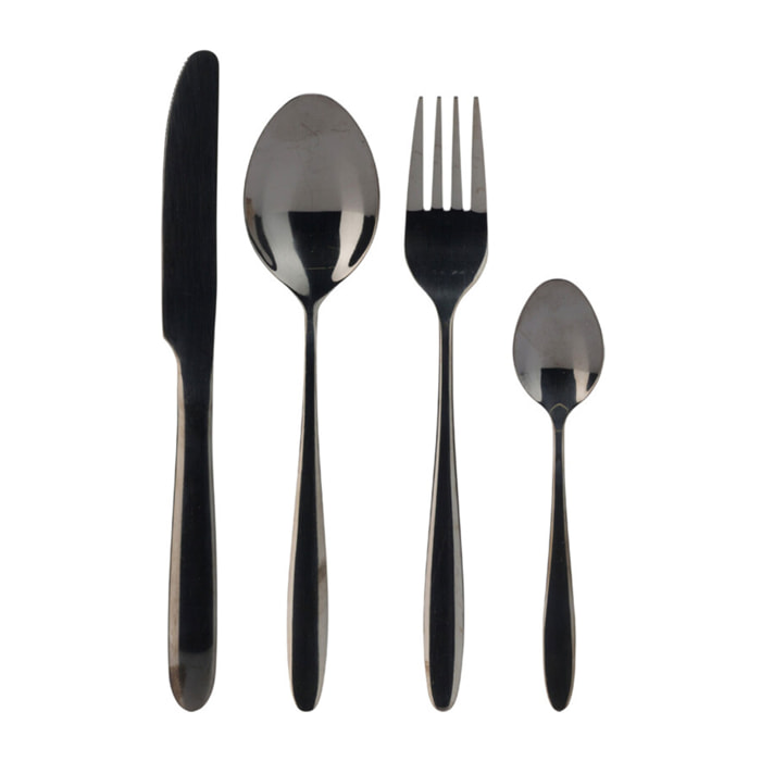 Well home juego de 24 cubiertos de acero inoxidable con revestimiento negro