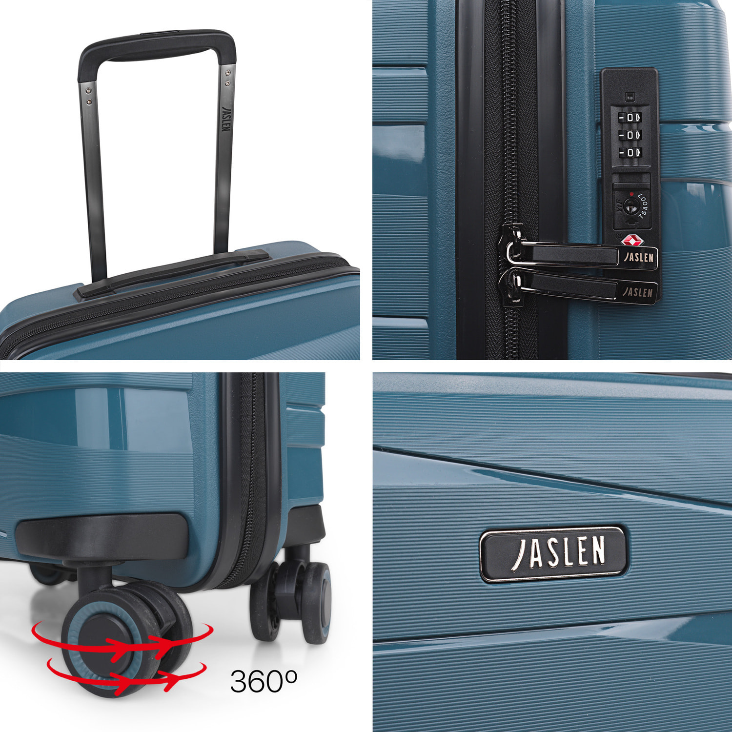 Juego De Maletas Rígidas Pp Jaslen Stuttgart Azul Metalico