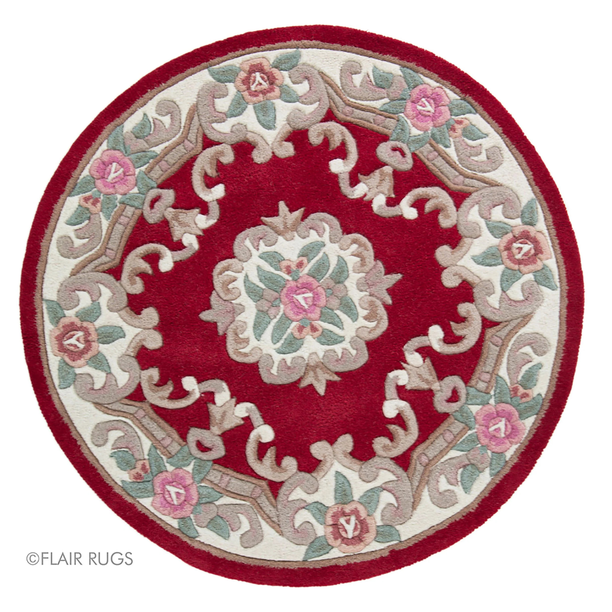 Tapis en laine rond AUBUSSON Rouge