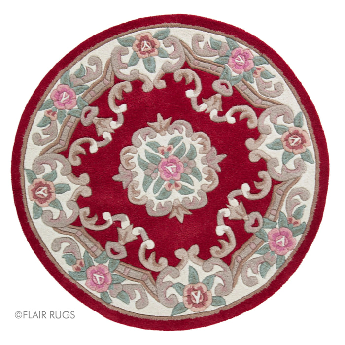 Tapis en laine rond AUBUSSON Rouge